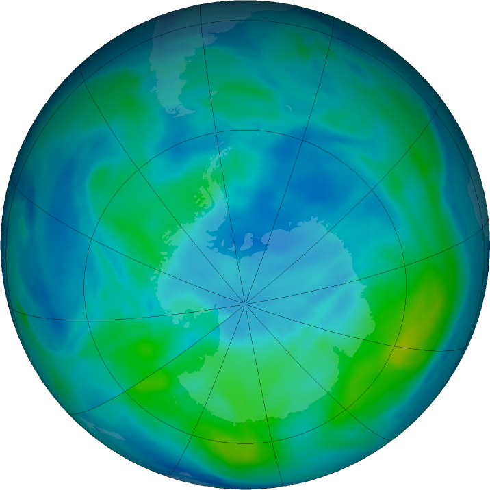 Antarctic ozone map for 11 March 2024